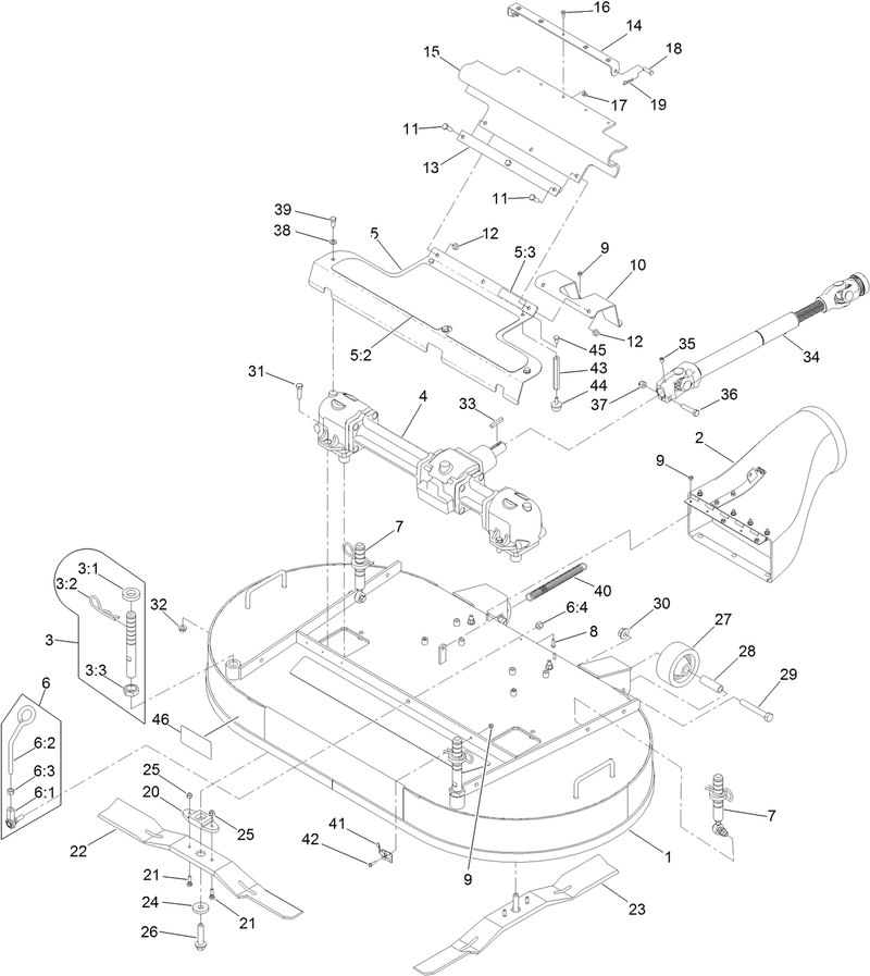 Deck Gearbox and Driveshaft Mounting Assembly
