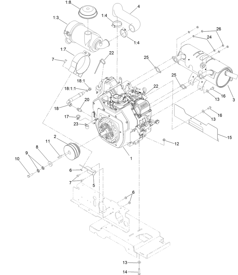 Engine Muffler and Air Cleaner Assembly