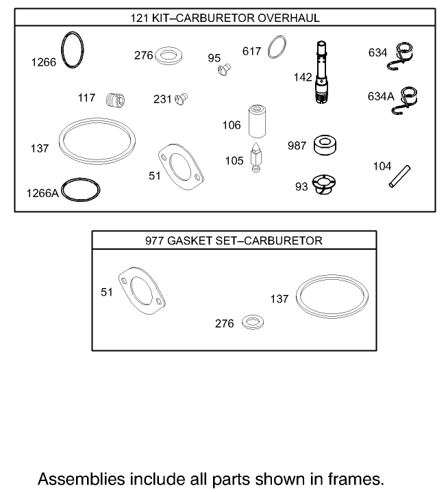 Carburetor Overhaul Kit Assembly Engine Briggs and Stratton Model 286H77 0165 E1