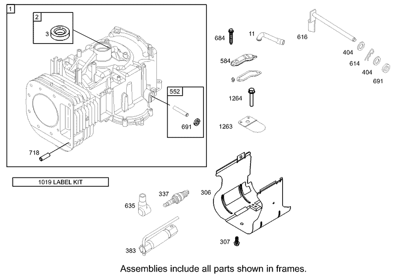 Cylinder Assembly Engine Briggs and Stratton Model 286H77 0165 E1