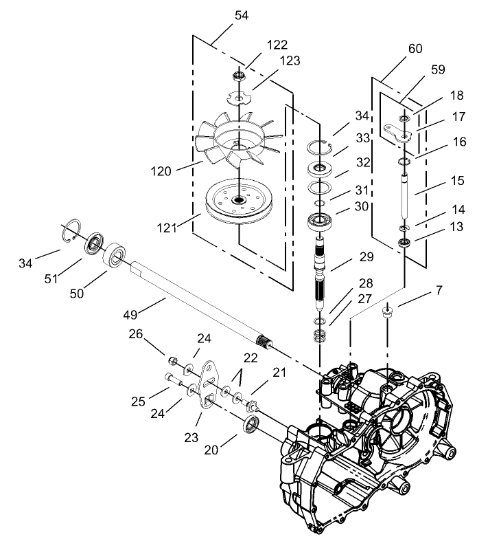Fan and Pulley Assembly LH Hydrostat No 105 3492