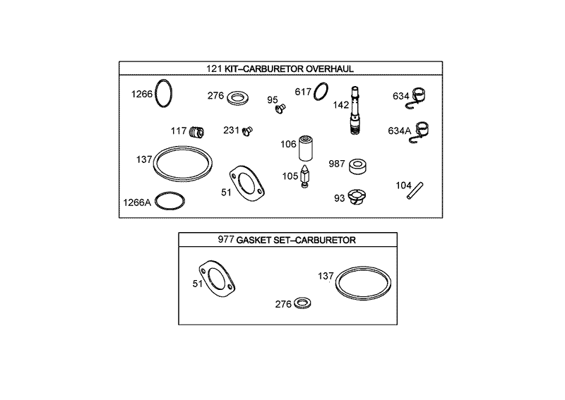 Carburetor Overhaul Kit Briggs and Stratton 286H77 0165 E1