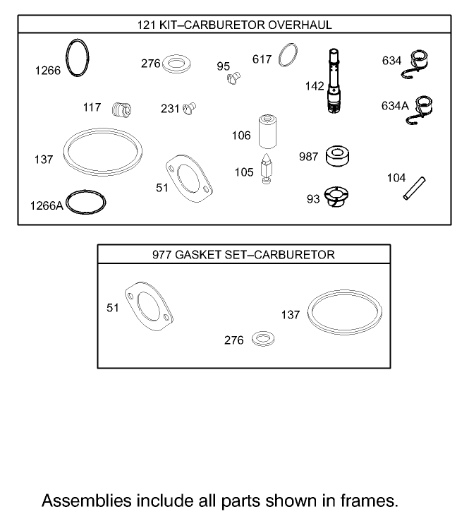 Carburetor Overhaul Kit Assembly Engine Briggs and Stratton 286H77 0165 E1