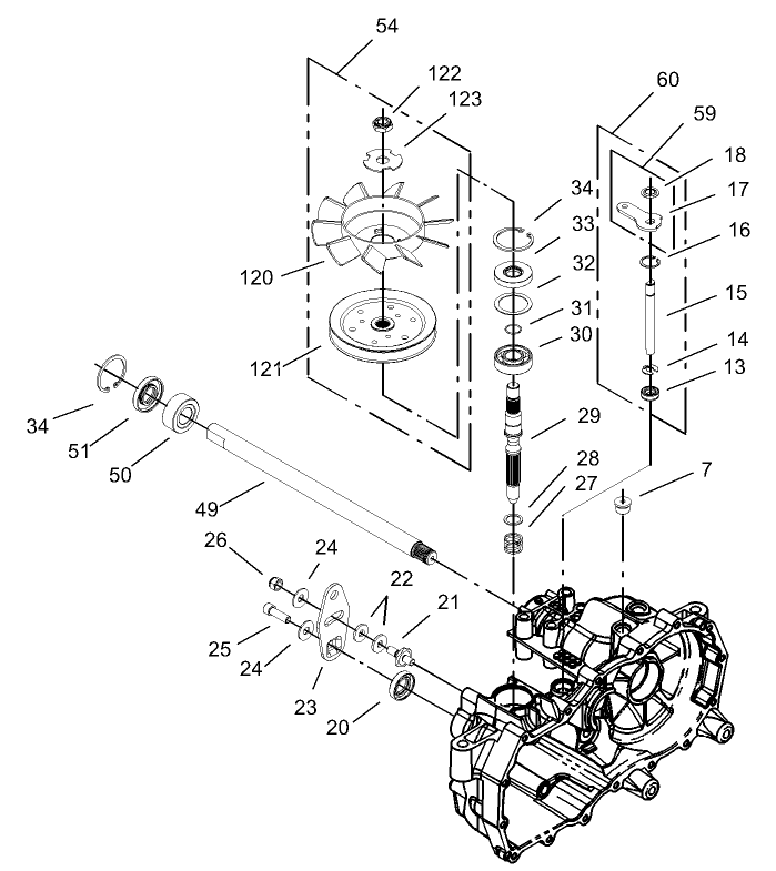 Fan and Pulley Assembly LH Hydrostat No 105 3492