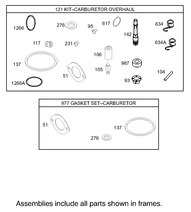 Carburetor Overhaul Kit Assembly Briggs and Stratton 286H77 0165 E1