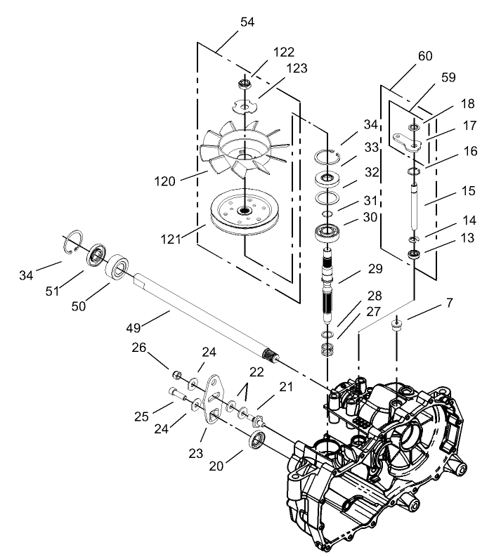 Fan and Pulley Assembly LH Hydrostat No 105 3492