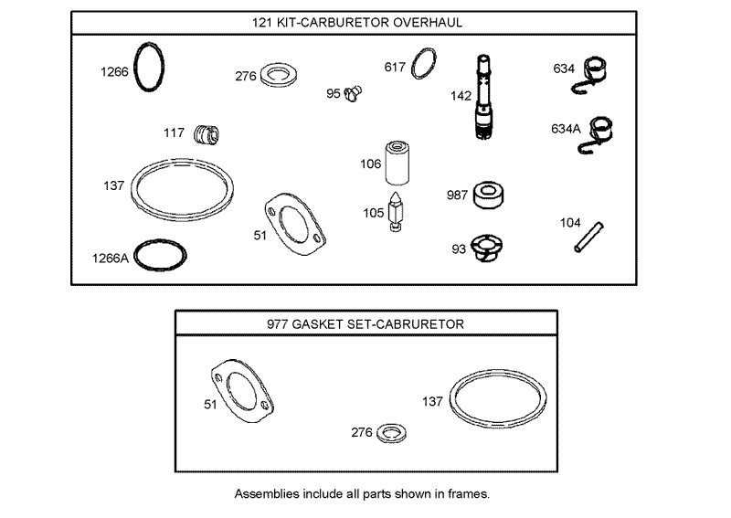 Carburetor Overhaul Kit Assembly Briggs and Stratton Model 31H777 0168 E1