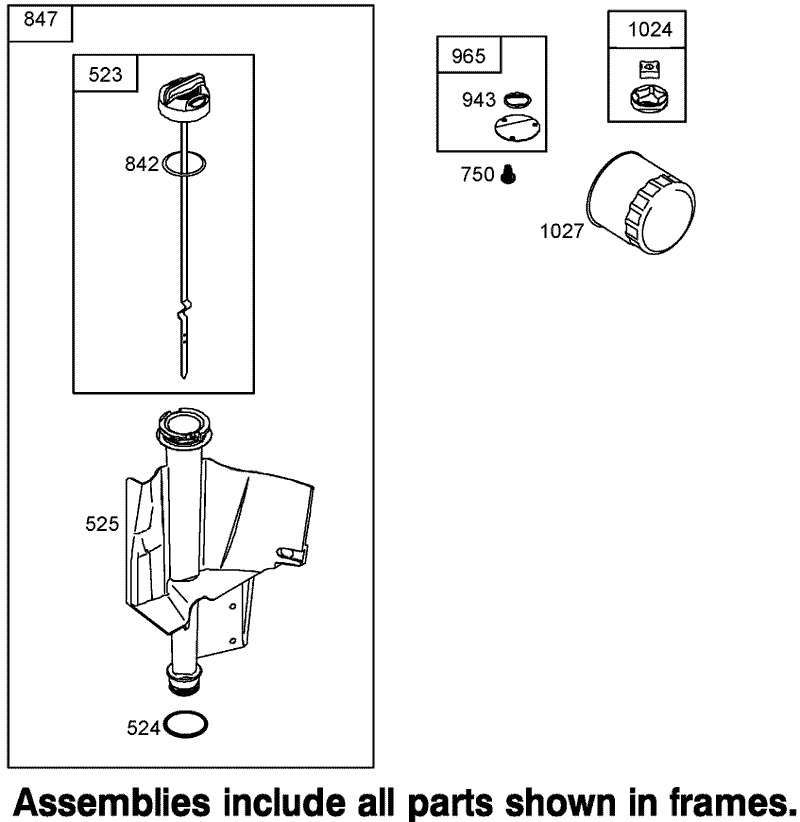 Oil Filter Tube and Pump Assembly Briggs and Stratton 31K777 0190 E1
