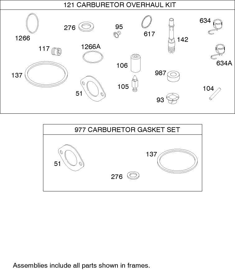 Carburetor Overhaul Kit Assembly Briggs and Stratton 31H777 0168 E1