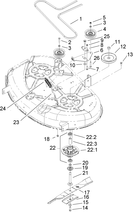 42 Inch Deck Spindle and Belt Drive Assembly