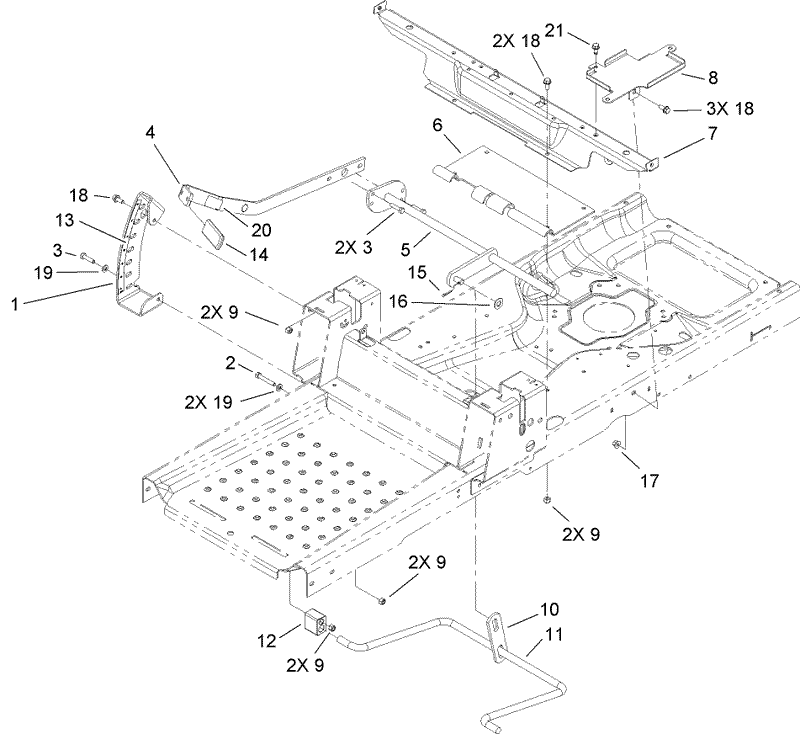 Deck Lift and Seat Support Assembly