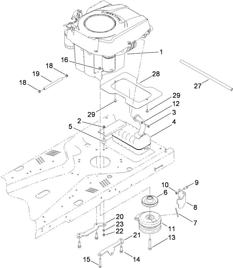 Engine Muffler and Clutch Assembly