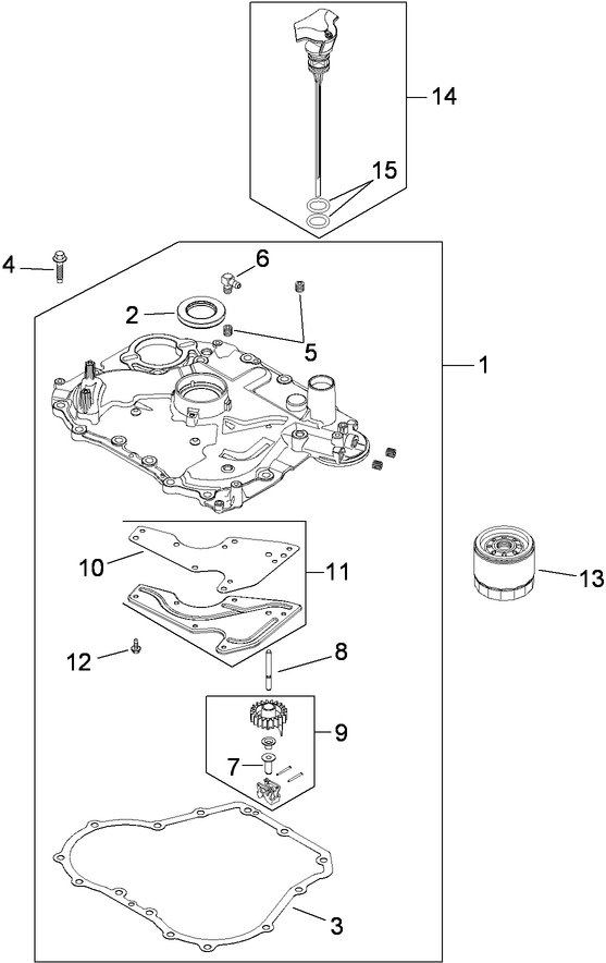 Oil Pan and Lubrication Assembly Kohler SV610 0211