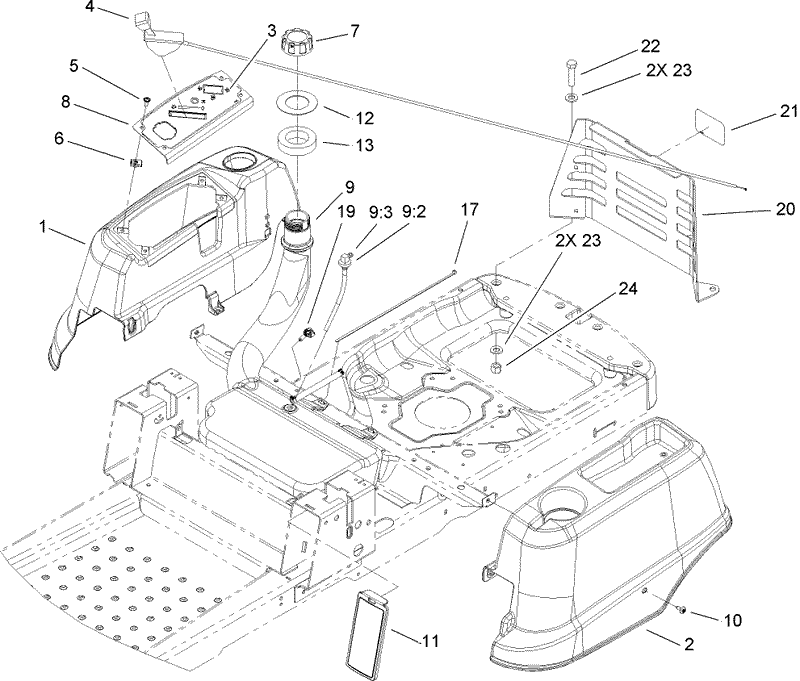 Styling and Fuel System Assembly
