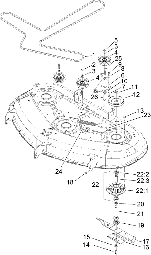 50in Deck Spindle and Belt Drive Assembly