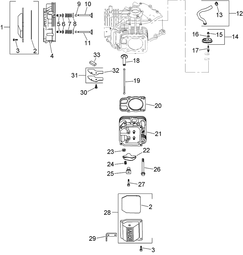 Head Valve and Breather Assembly Kohler SV720 0029