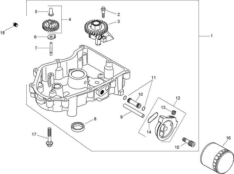 Oil Pan and Lubrication Assembly Kohler SV720 0029