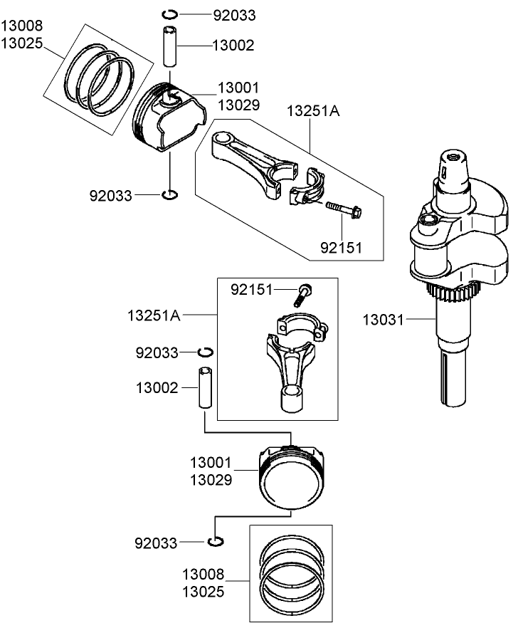 Piston and Crankshaft Assembly Kawasaki FH641V AS31