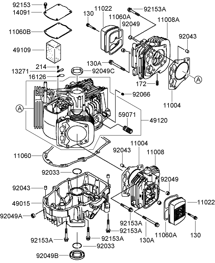 Cylinder and Crankcase Assembly Kawasaki FH641V AS31