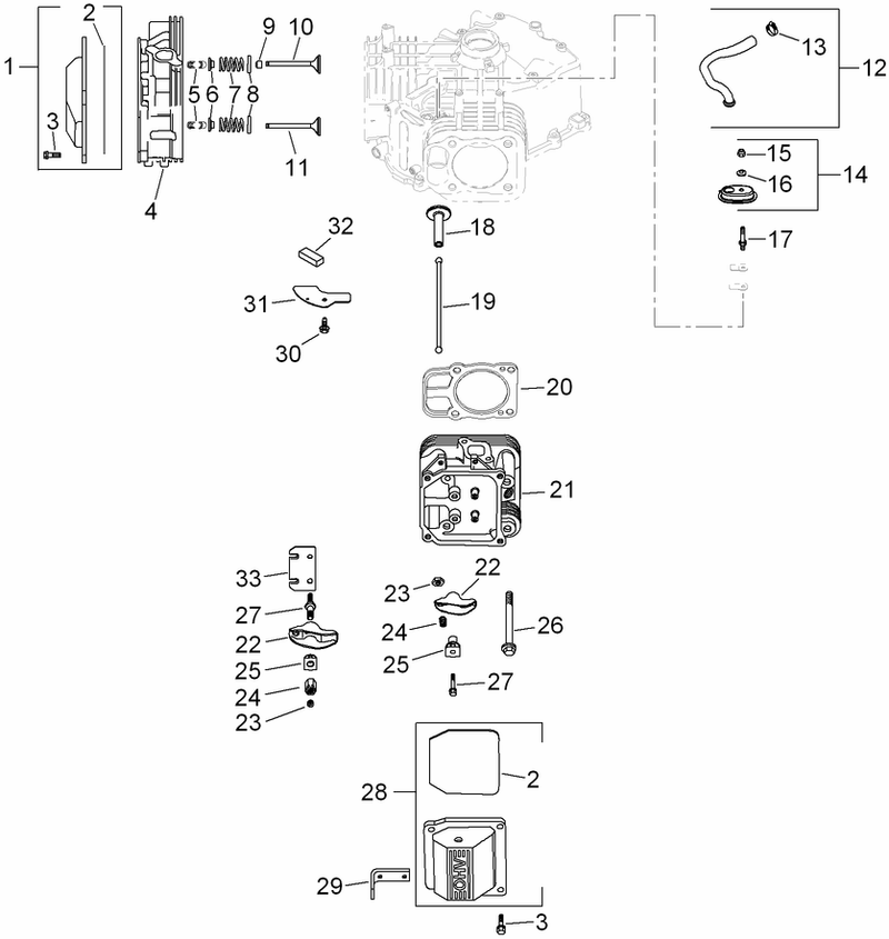 Head Valve and Breather Assembly Kohler SV730 0025
