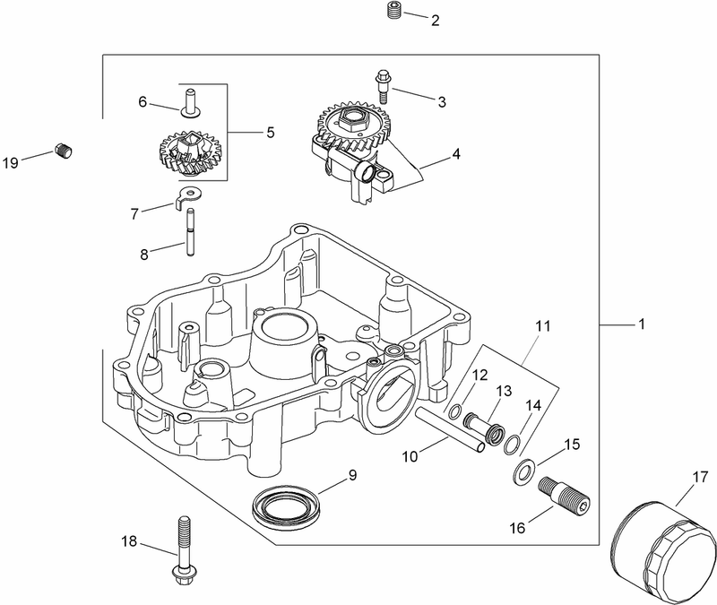 Oil Pan and Lubrication Assembly Kohler SV730 0025