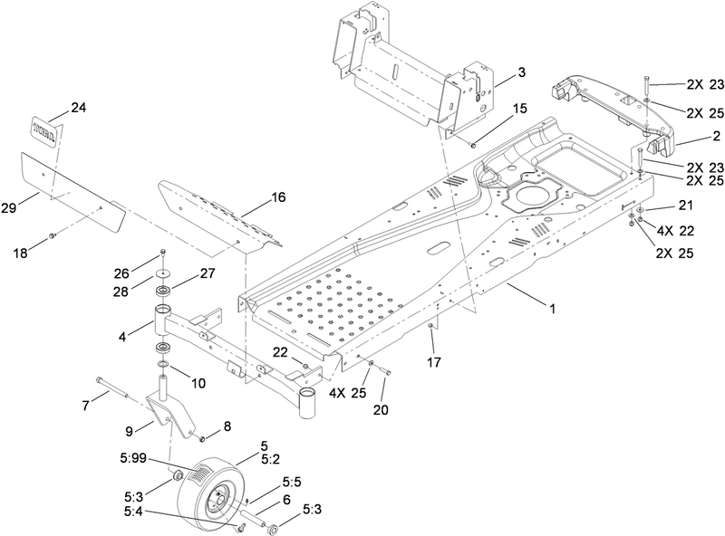 Frame and Castor Wheel Assembly