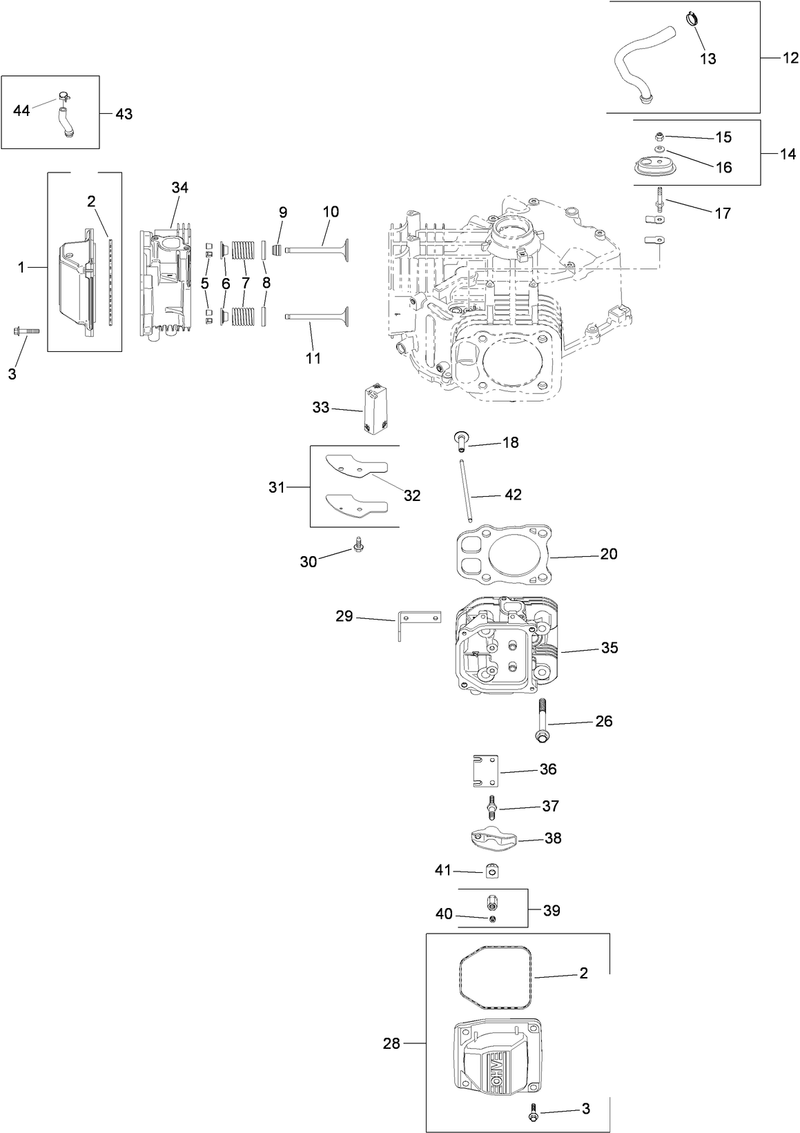Head Valve and Breather Assembly Kohler SV730 0029