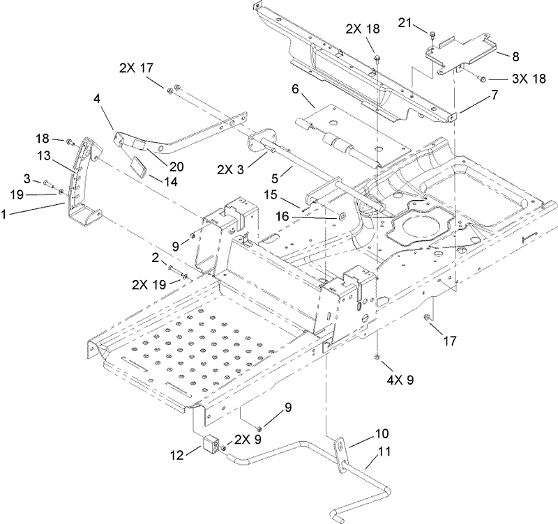 Deck Lift and Seat Support Assembly