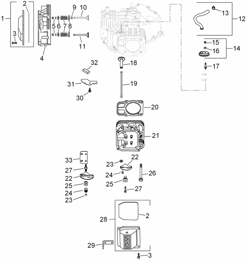 Head Valve and Breather Assembly Kohler SV710 0027