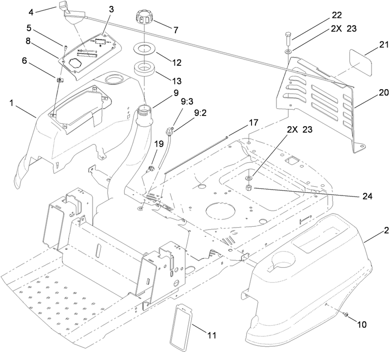 Styling and Fuel System Assembly