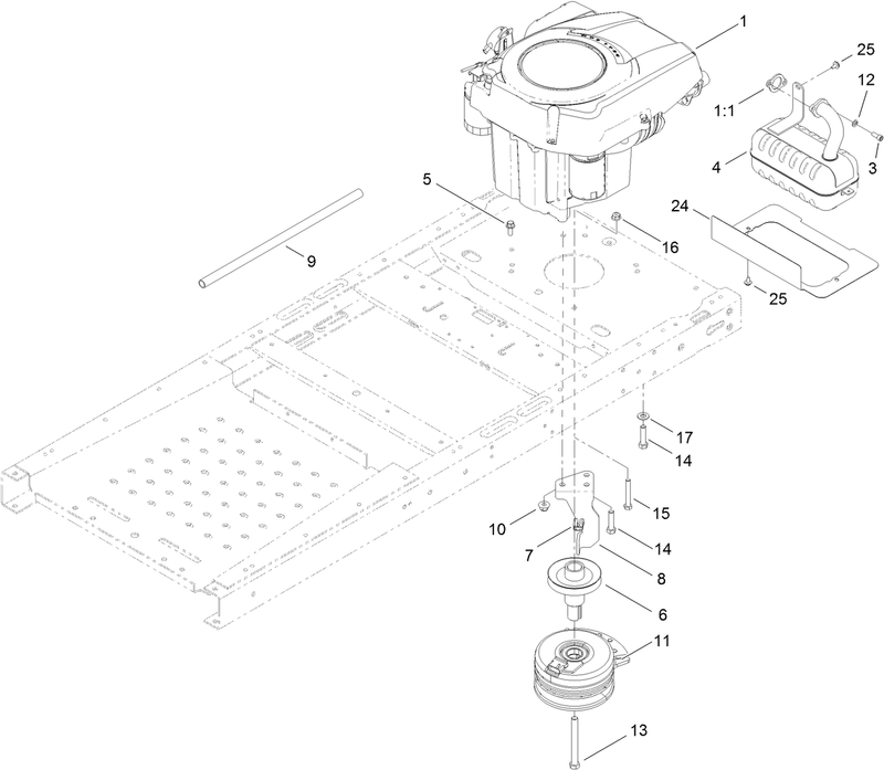 Engine Muffler and Clutch Assembly