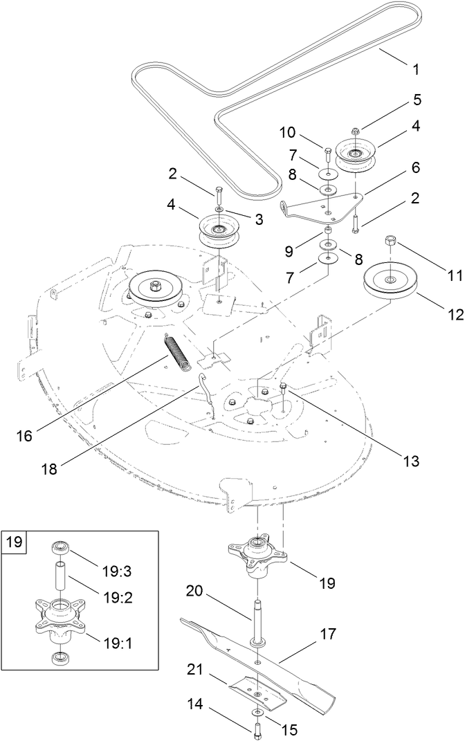 42 Inch Deck Belt and Blade Assembly