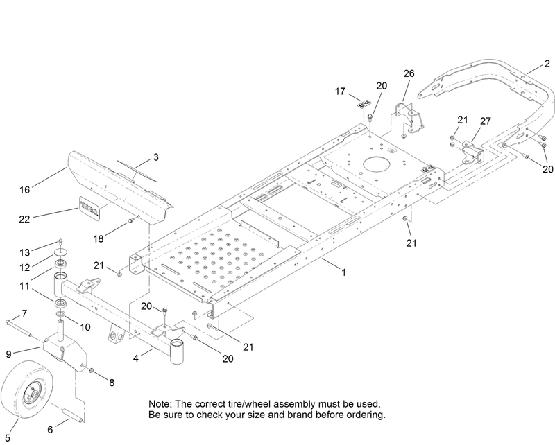 Frame Front Axle and Caster Wheel Assembly