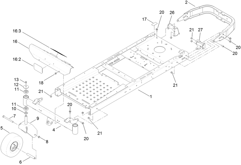 Frame Front Axle and Caster Wheel Assembly