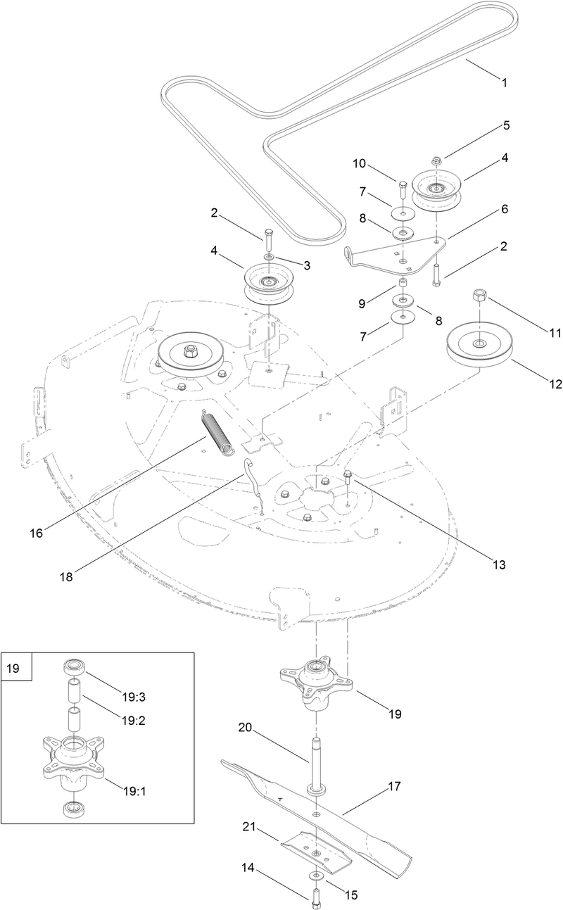 42 Inch Deck Belt and Blade Assembly