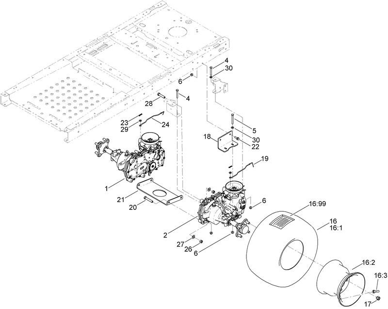 Hydro Transaxle Drive and Rear Wheel Assembly