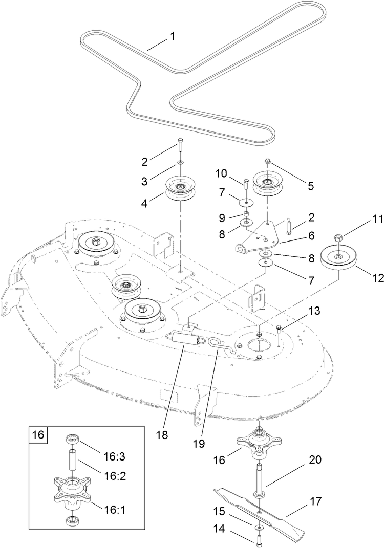 50 Inch Deck Belt and Mulch Blade Assembly