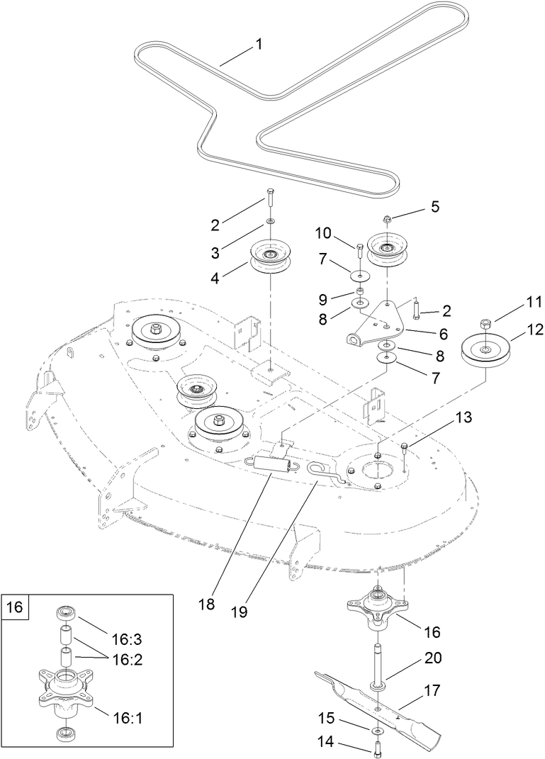 50 Inch Deck Belt and Mulch Blade Assembly