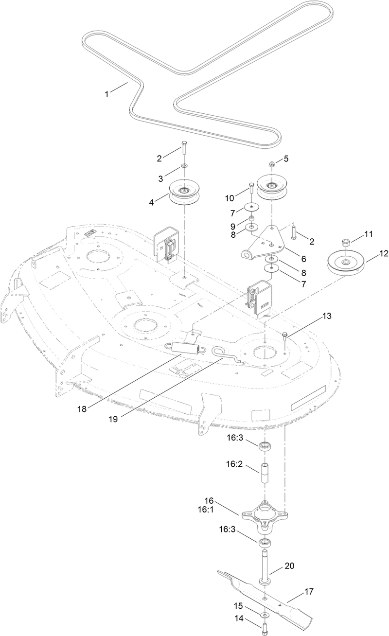 50 Inch Deck Belt and Mulch Blade Assembly