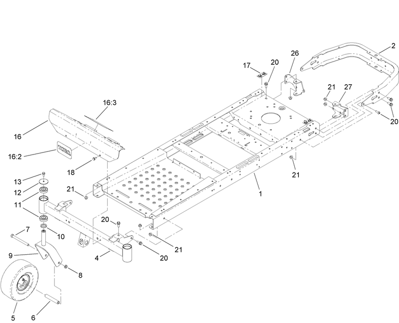 Frame Front Axle and Caster Wheel Assembly
