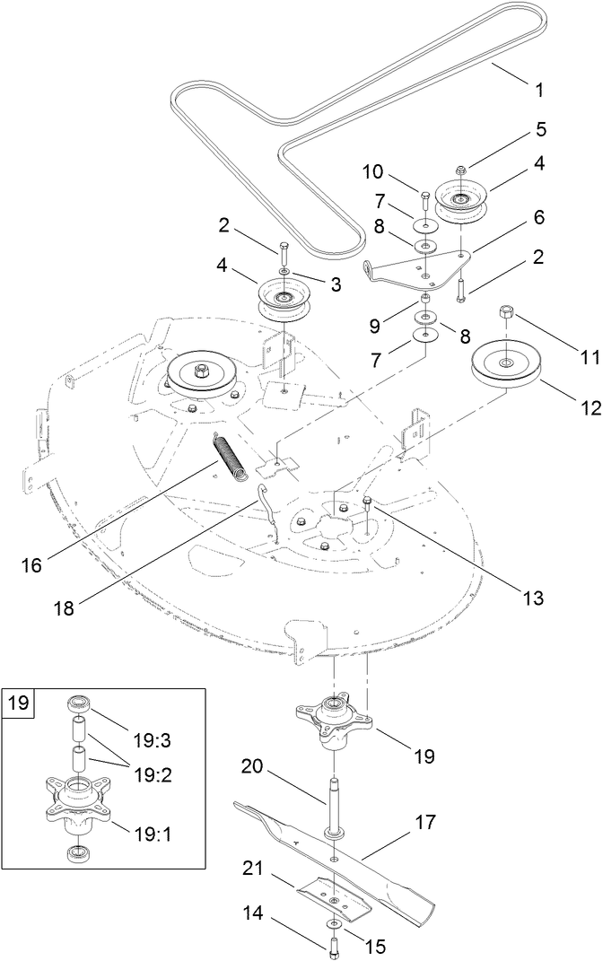 42 Inch Deck Belt and Blade Assembly