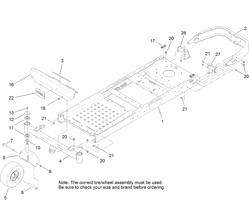 Frame Front Axle and Caster Wheel Assembly