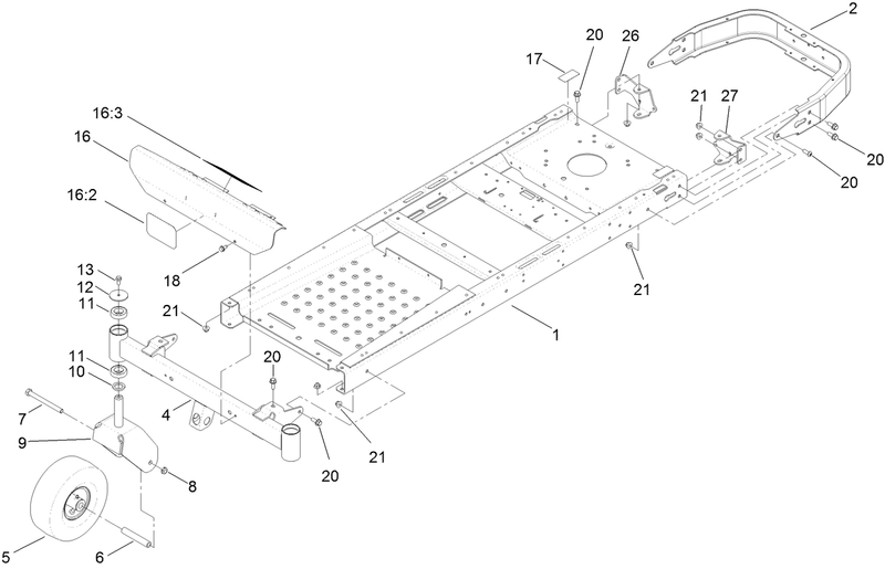 Frame Front Axle and Caster Wheel Assembly