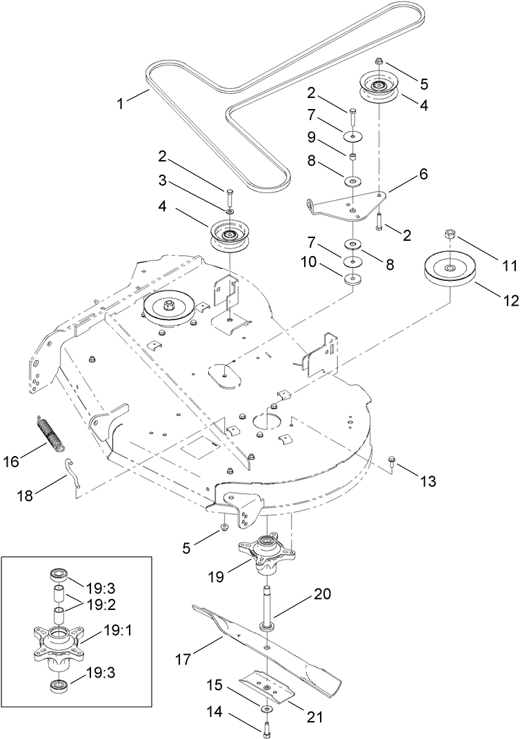 42 Inch Deck Belt and Blade Assembly