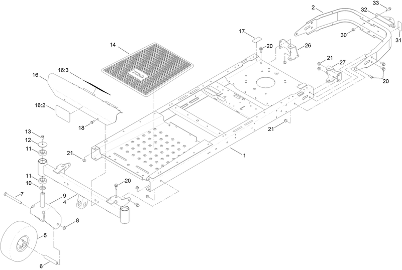 Frame Front Axle and Caster Wheel Assembly