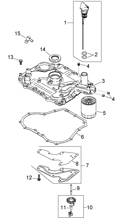 Oil Pan and Lubrication Assembly Kohler SV610S 0022