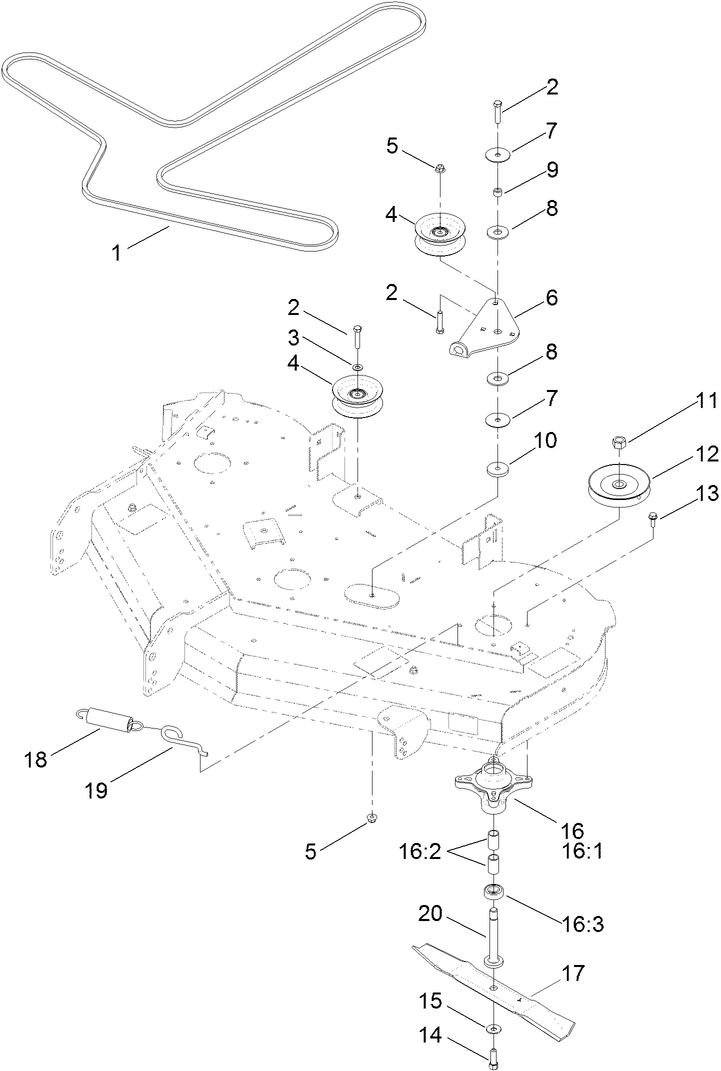 50 Inch Deck Belt and Mulch Blade Assembly