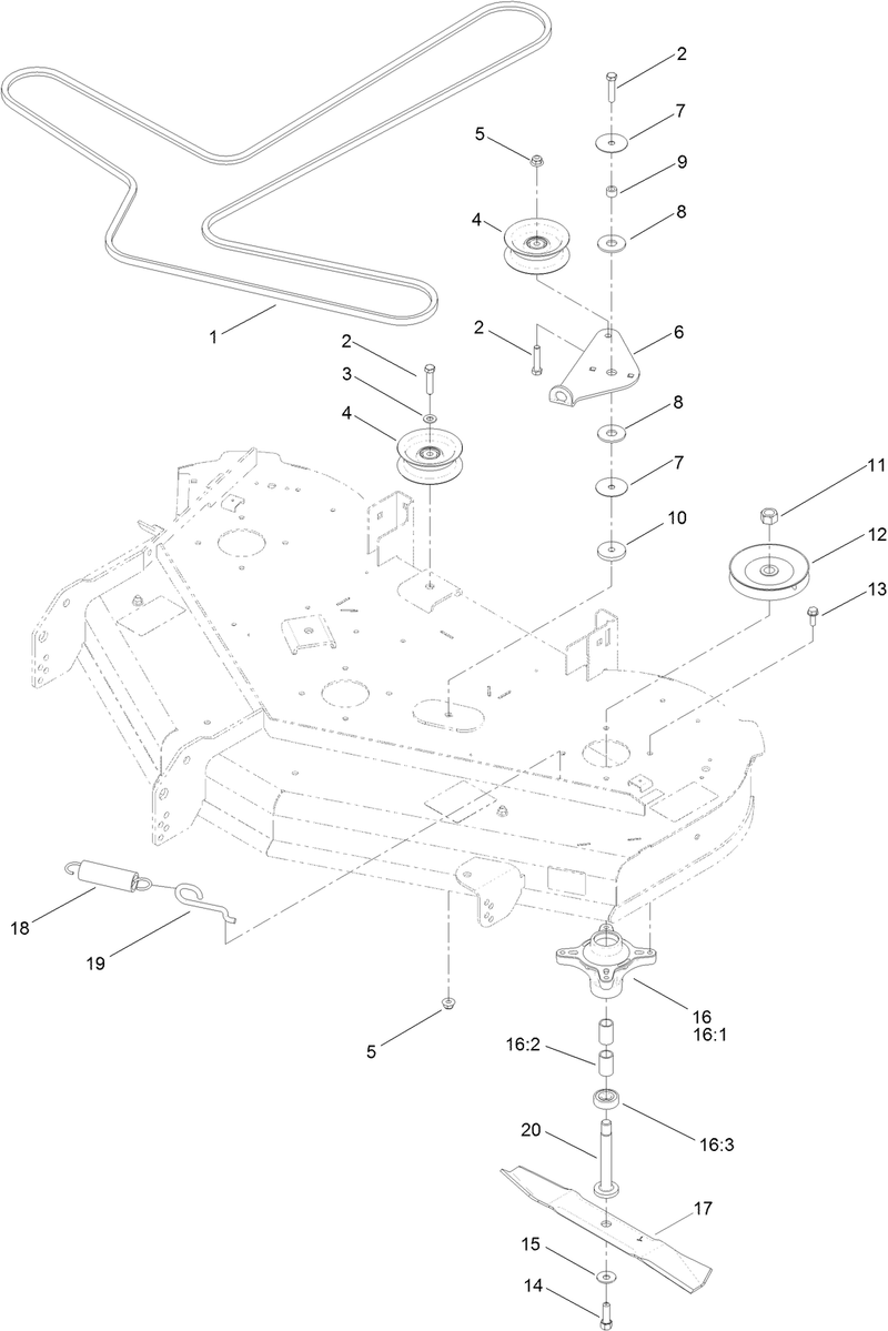 50 Inch Deck Belt and Mulch Blade Assembly