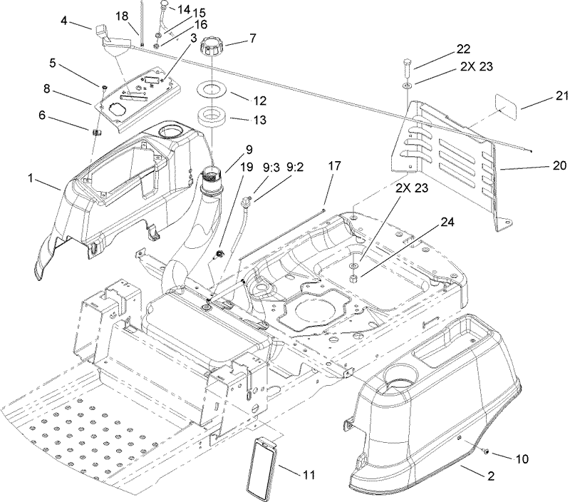 Styling and Fuel System Assembly