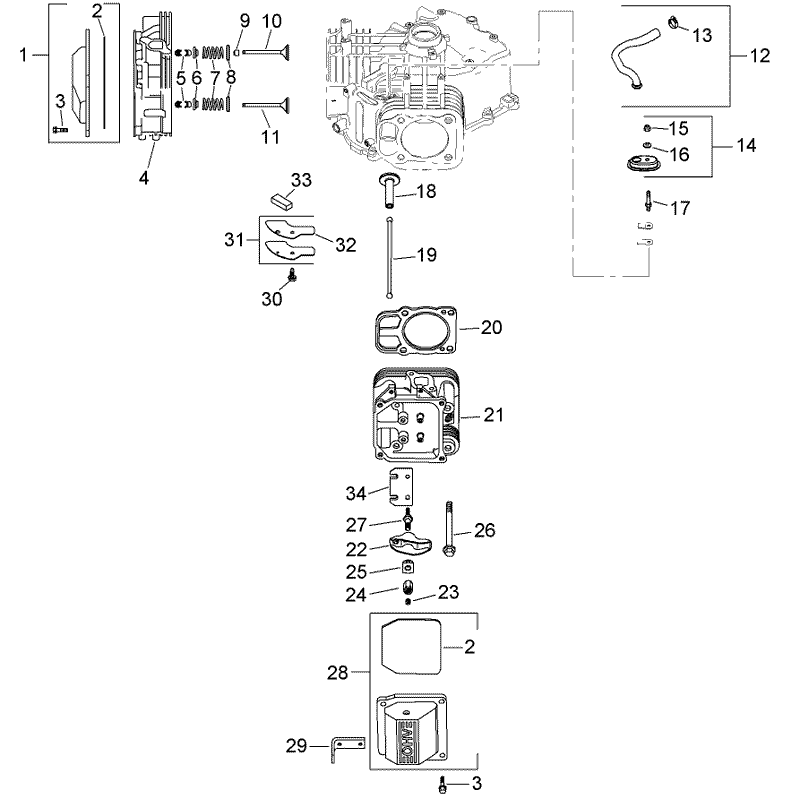 Head Valve and Breather Assembly Kohler SV720 0032
